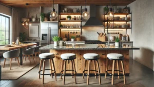 DIY Kitchen Bar with Storage and Stools​